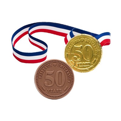 Premium Custom Chocolate Medal with Ribbon